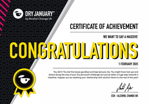 Get your Dry January® challenge Certificate of Achievement!