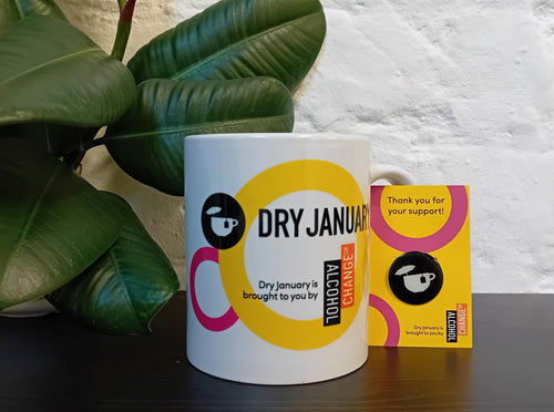 Dry January mug and pin badge multi-offer!